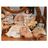 Vintage Dolls, Wicker Doll Furniture