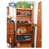 Tall Bookshelf / Bookcase, Baseball Hats, Artificial Plants