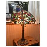 Stained Glass Table Lamp, Red Roses (there are 2 of these)