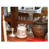 Pottery Vase, Candlesticks, Pottery Jar, Etc.