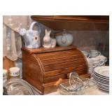 Wooden Bread Box, Ceramic Watering Can, Bunny Planter, Teapot