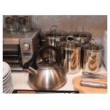 Tea Kettle, Stainless Kitchen Canister Set