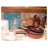 Glass Jugs, Pans / Skillets, Kitchen Utensils