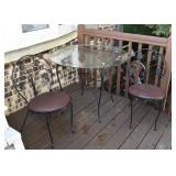 Metal Bistro Table & Chairs (Glass Top) 