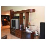 Contemporary Entertainment Unit with Overhead Lights and Glass Shelves Contemporary Entertainment Unit with Overhead Lights and Glass Shelves