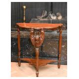 Carved Wood Side Table with Eagle