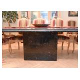 Marble Dining Table & Set of 8 Upholstered Dining Chairs Marble Dining Table & Set of 8 Upholstered Dining Chairs
