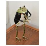 Metal Anthropomorphic Frog Musician Statue