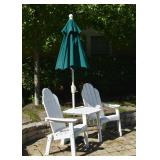 Pair of Garden Chairs, Table & Umbrella Set (there are two of these sets) Pair of Garden Chairs, Table & Umbrella Set (there are two of these sets)