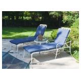 White Metal Outdoor Loungers / Lounge Chairs (there are 4 of these available)