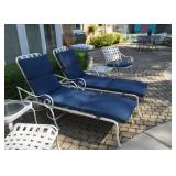 White Metal Outdoor Loungers / Lounge Chairs (there are 4 of these available)