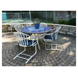 Mosaic Tile Top Patio Dining Table & 4 Chairs with Cushions