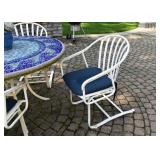 Mosaic Tile Top Patio Dining Table & 4 Chairs with Cushions