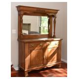 Antique Oak Sideboard / Buffet with Mirror