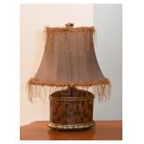 Animal Print Table Lamp with Fringed Shade