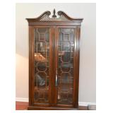 Vintage Lighted Display Cabinet / Curio with Glass Shelves