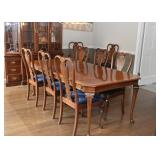 Dining Table & 8 Chairs with Blue Upholstered Seats