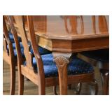 Dining Table & 8 Chairs with Blue Upholstered Seats