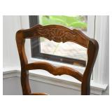 Antique Expandable Carved Oak Dining Table & 4 Chairs with Rattan Seats