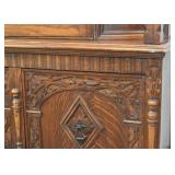 Antique Carved Oak China Cabinet