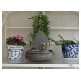 Blue & White Planters, Indoor Water Fountain, Garden Decor