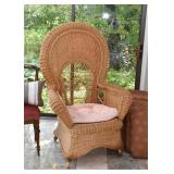 Natural Wicker High-Back Chair