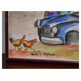 Framed Artwork / Watercolor, African, Signed Lucas V. Mahome 