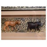 Wood Carved African Animals Shadow Box - 3D