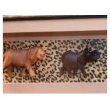Wood Carved African Animals Shadow Box - 3D
