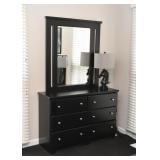 Black 6-Drawer Chest / Dresser with Mirror