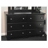 Black 6-Drawer Chest / Dresser with Mirror