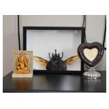 Home Decor - Stag Beetle Taxidermy, Ganesha Statue, Picture Frames 