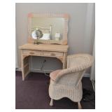Pretty Contemporary Wicker Vanity & Chair