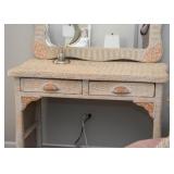 Pretty Contemporary Wicker Vanity & Chair