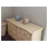 Contemporary Wicker Lowboy Chest of Drawers / Dresser