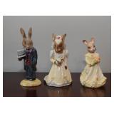 Royal Doulton Bunnykins Figurines (Bride, Groom, Bridesmaid)