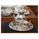 Siverplate Teapots, Creamer & Sugar