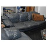 Blue 3-Seat Sofa, Throw Pillows