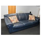 Blue 3-Seat Sofa, Throw Pillows