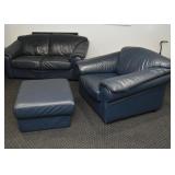 Blue Lounge Chair & Ottoman
