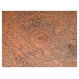 Round Carved Wood Accent Table