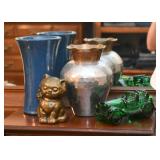 Vases, Metal Cat Figurine, Vintage Cologne Bottle
