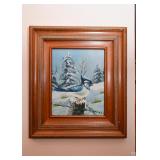 Small Framed Oil Painting of Blue Jay 