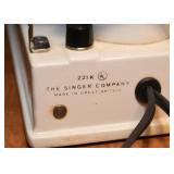 Vintage White Singer Portable Sewing Machine with Carry Case