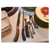 Vintage Carving Set, Silverplate Spoons