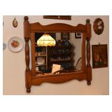 Vintage Wood Framed Wall Mirror