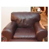 Brown Leather Lounge Chair with Ottoman
