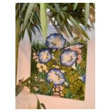 Ceramic / Glazed Tile Wall Hanging (Morning Glories)