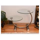 Modern Double Round End Table with Glass Top (there is also a matching coffee /cocktail table)