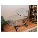 Modern Double Round End Table with Glass Top (there is also a matching coffee /cocktail table)